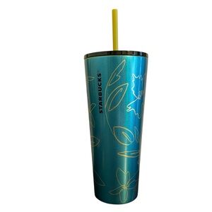 Starbucks Spring 2022 Stainless Steel Teal Tumbler Floral